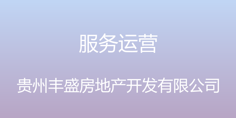 服务运营 - 贵州丰盛房地产开发有限公司